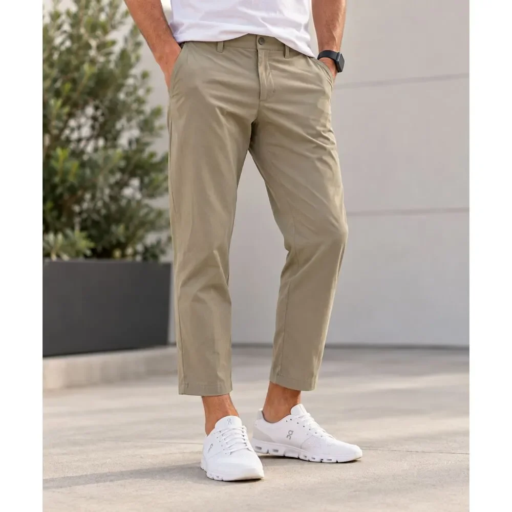 Lululemon ABC Crop Pant Relaxed Utilitech Men’s 36 Khaki Tan NWOT 26”